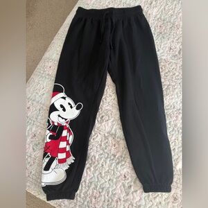 Disney Black Joggers with Mickey Mouse (Size Small).